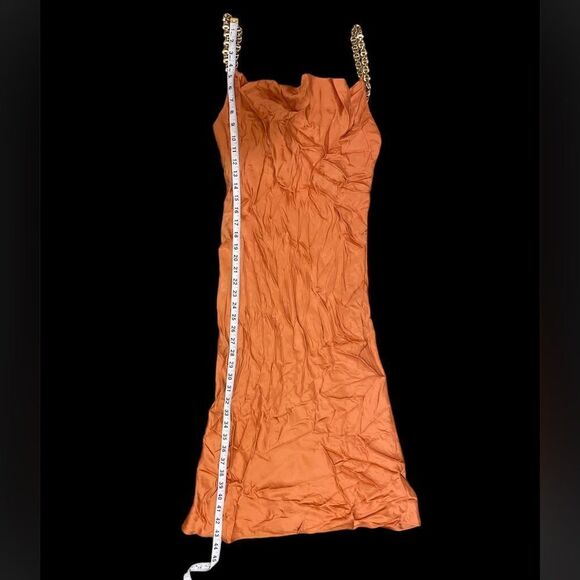 L'Agence chain-link cowl-neck silk dress in soft caramel Size 6 NWOT - Picture 10 of 12